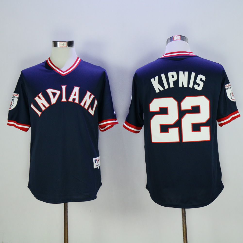 Men Cleveland Indians #22 Kipnis Blue Throwback 1976 MLB Jerseys